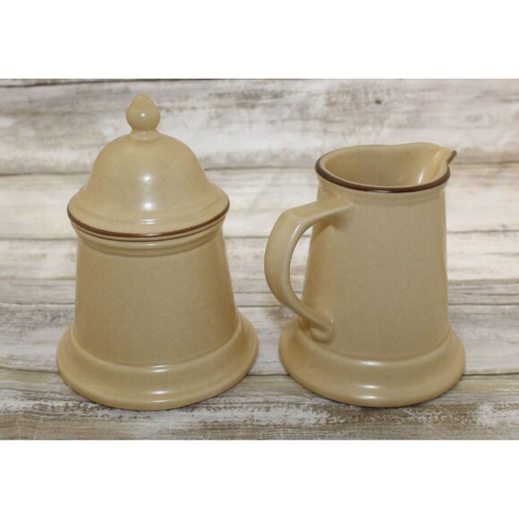 Pfaltzgraff Village Creamer 6-24 and Sugar 6-22 Set, Beige With Brown Designs - Picture 2 of 7